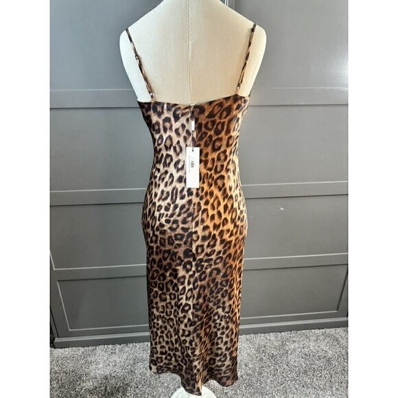 L'agence Jodie Slip Cheetah Silk Lined Midi Dress Women's Brown Size: 2 NWT - Picture 4 of 6